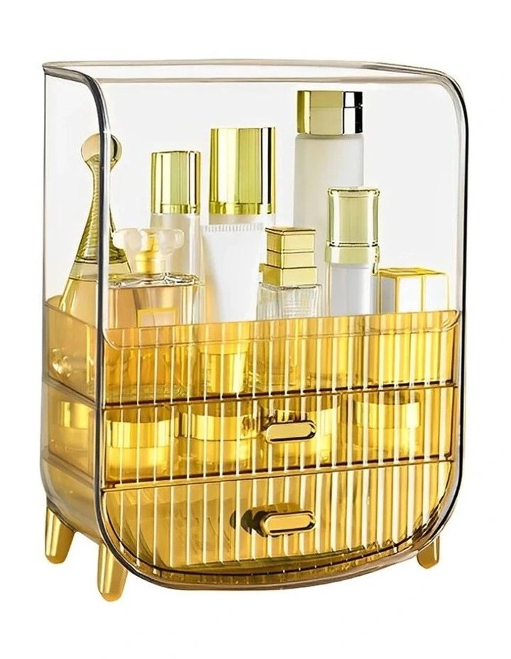 Perfume Storage Display Stand With Drawer And Organizer in Gold image 1