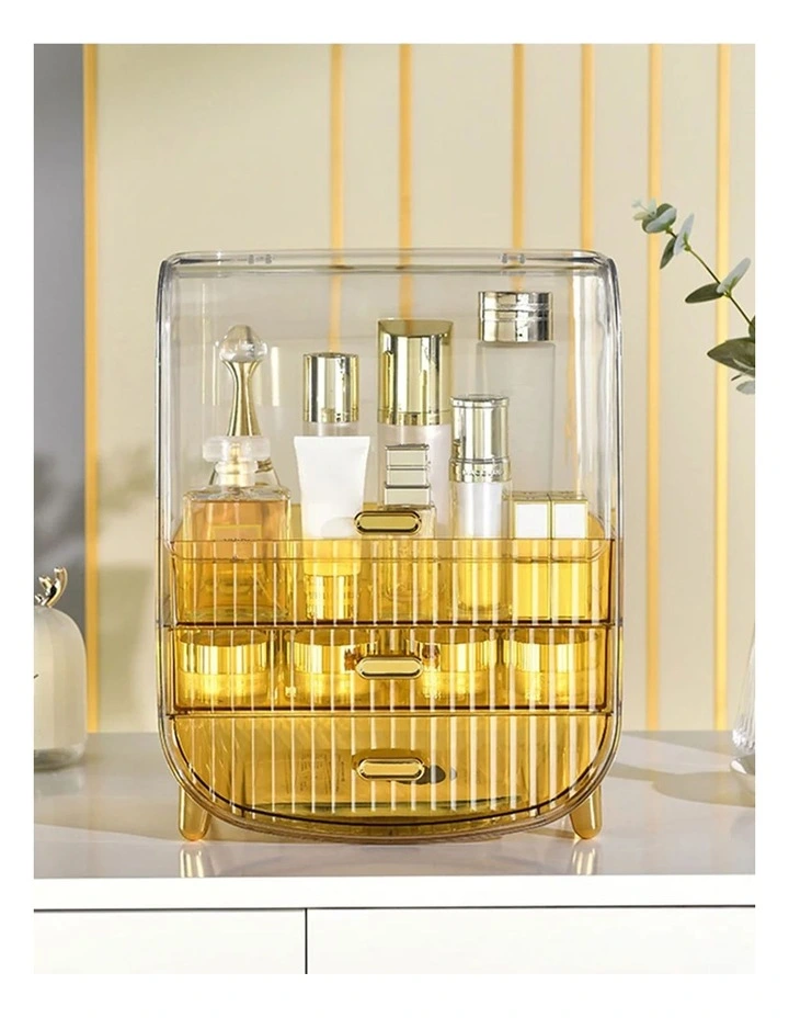 Perfume Storage Display Stand With Drawer And Organizer in Gold image 5