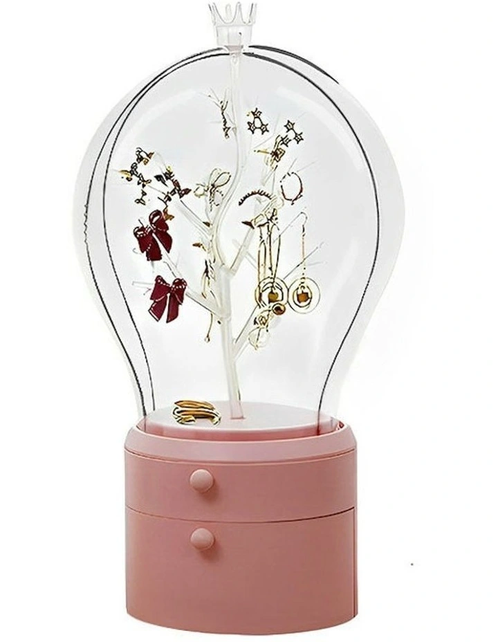 360 Degree Rotating 2 Layered Jewelry Storage Box in Pink image 1