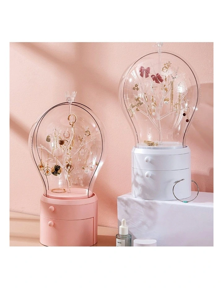 360 Degree Rotating 2 Layered Jewelry Storage Box in Pink image 2