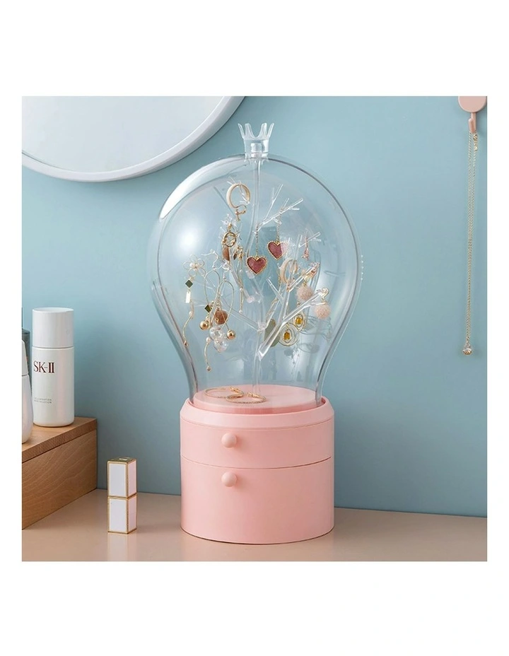 360 Degree Rotating 2 Layered Jewelry Storage Box in Pink image 4