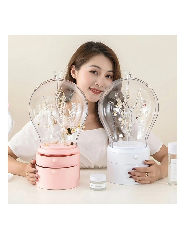 360 Degree Rotating 2 Layered Jewelry Storage Box in Pink image 5