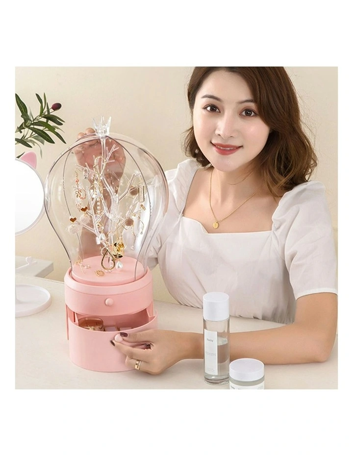 360 Degree Rotating 2 Layered Jewelry Storage Box in Pink image 6