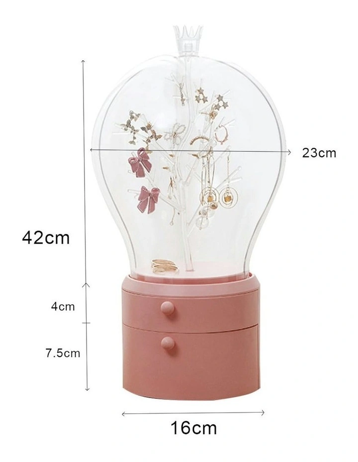 360 Degree Rotating 2 Layered Jewelry Storage Box in Pink image 7