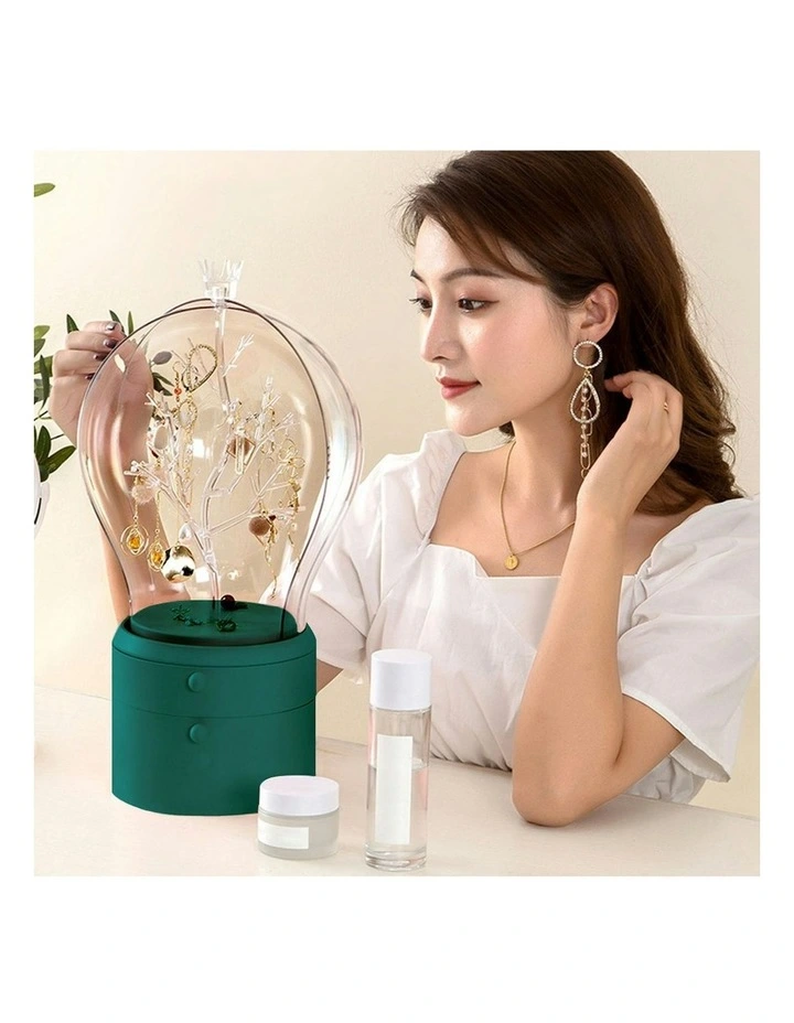 360 Degree 2 Layered Jewelry Storage Box in Green image 4