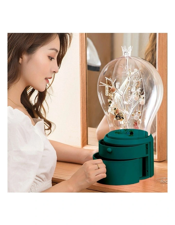 360 Degree 2 Layered Jewelry Storage Box in Green image 7