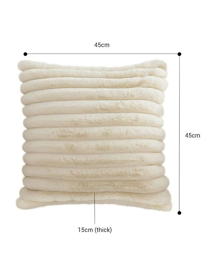 Fur Faux Rabbit Soft Decorative Covers Pack Cover Plush Pillow 45cm in Off White image 2