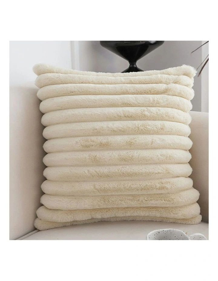 Fur Faux Rabbit Soft Decorative Covers Pack Cover Plush Pillow 45cm in Off White image 3
