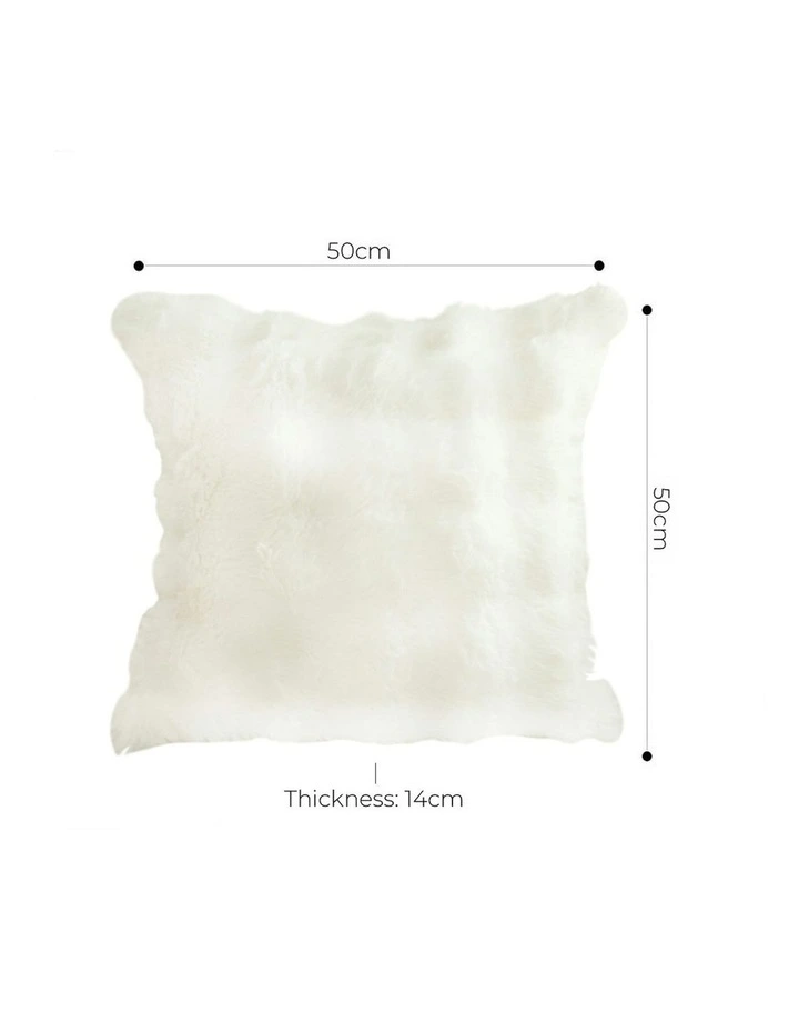 Fur Cushion Luxurious Soft Decorative Square Pillow 50cm in White image 5