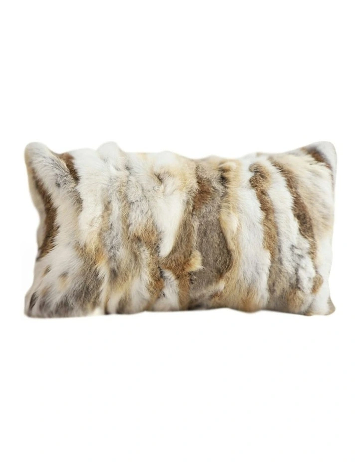 Throw Pillow Coffee Rabbit Fur Lumbar Warm Cozy Decorative Cushion Home Decor 30cm image 1