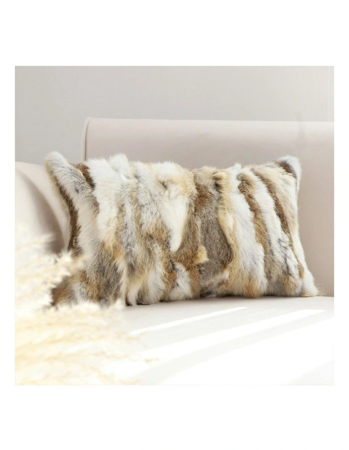Throw Pillow Coffee Rabbit Fur Lumbar Warm Cozy Decorative Cushion Home Decor 30cm image 2
