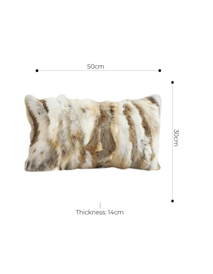 Throw Pillow Coffee Rabbit Fur Lumbar Warm Cozy Decorative Cushion Home Decor 30cm image 5
