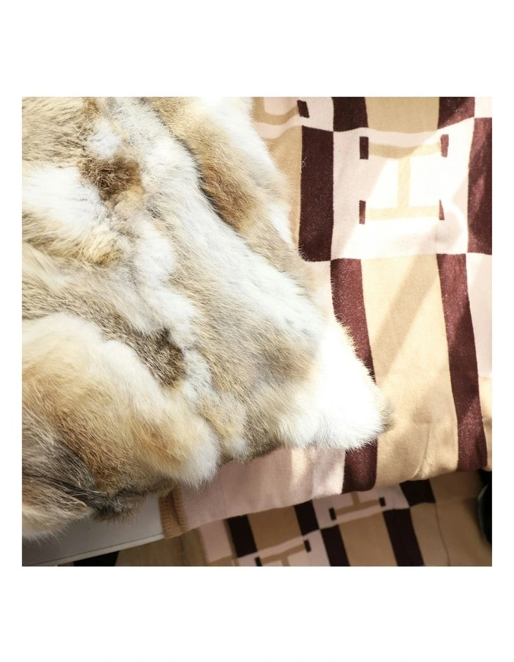 Throw Pillow Coffee Rabbit Fur Square Warm Cozy Decorative Cushion Home Decor 45cm image 4