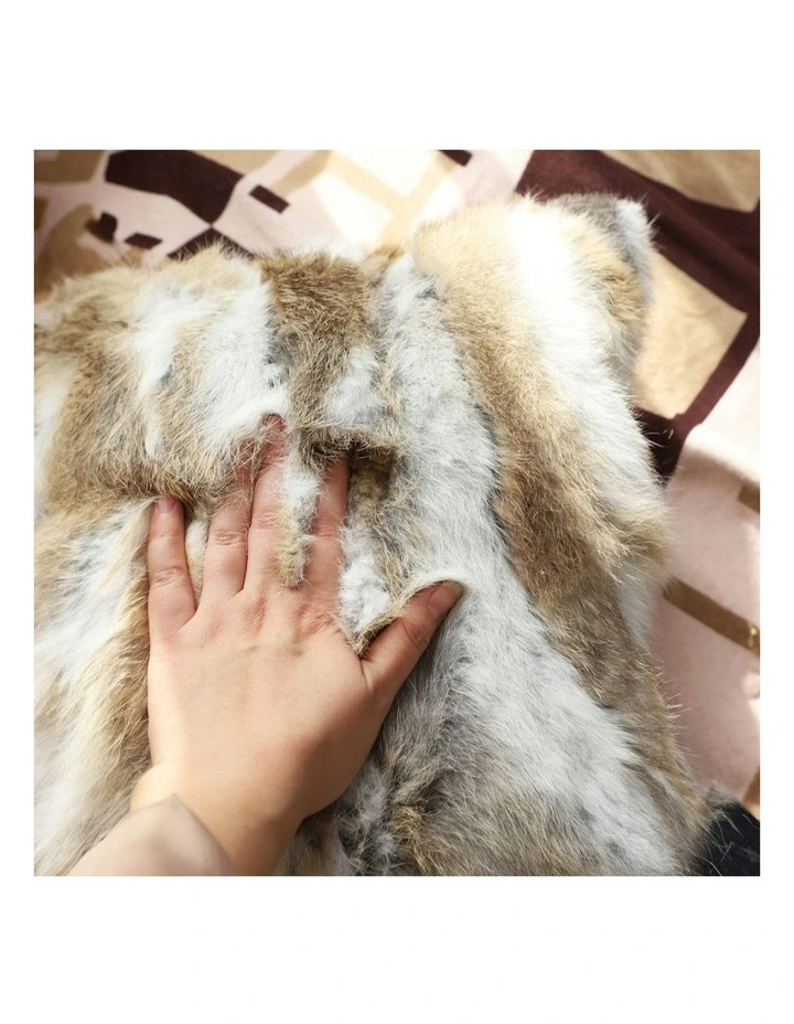 Throw Pillow Coffee Rabbit Fur Square Warm Cozy Decorative Cushion Home Decor 45cm image 6