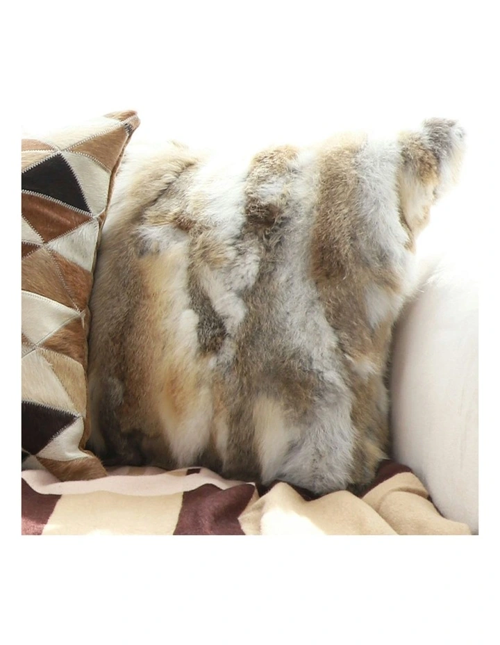 Throw Pillow Coffee Rabbit Fur Square Warm Cozy Decorative Cushion Home Decor 45cm image 7