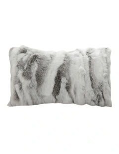 Throw Pillow Floral Gray Rabbit Fur Lumbar Warm Cozy Decorative Cushion Home Decor 30cm
