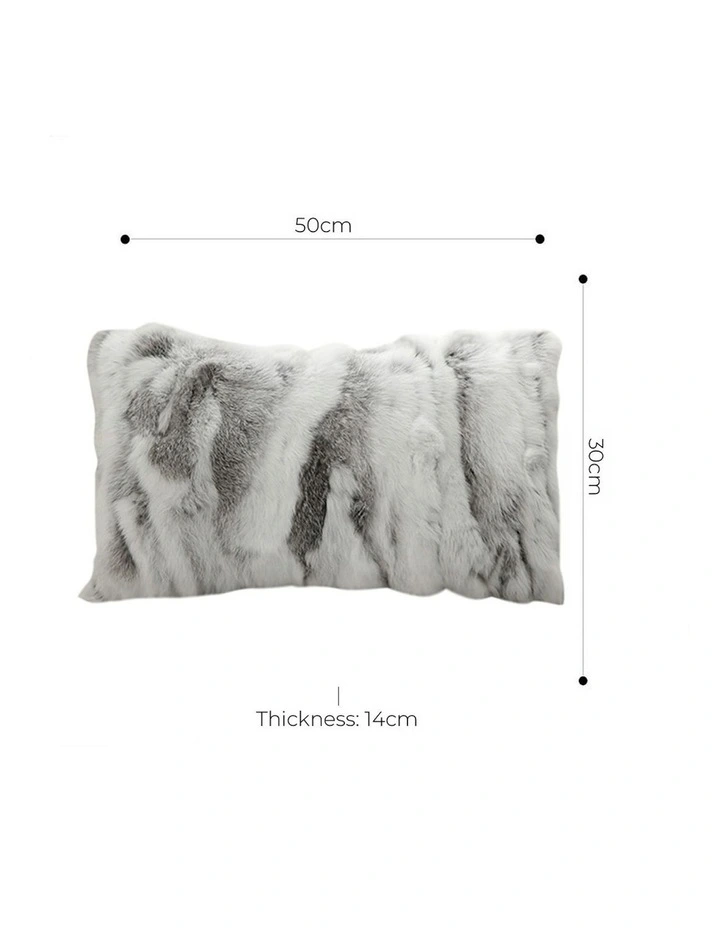 Throw Pillow Floral Gray Rabbit Fur Lumbar Warm Cozy Decorative Cushion Home Decor 30cm image 5