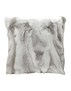 Throw Pillow Floral Gray Rabbit Fur Square Warm Cozy Decorative Cushion Home Decor 45cm