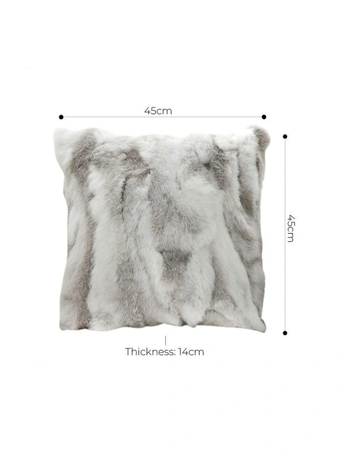 Throw Pillow Floral Gray Rabbit Fur Square Warm Cozy Decorative Cushion Home Decor 45cm image 5