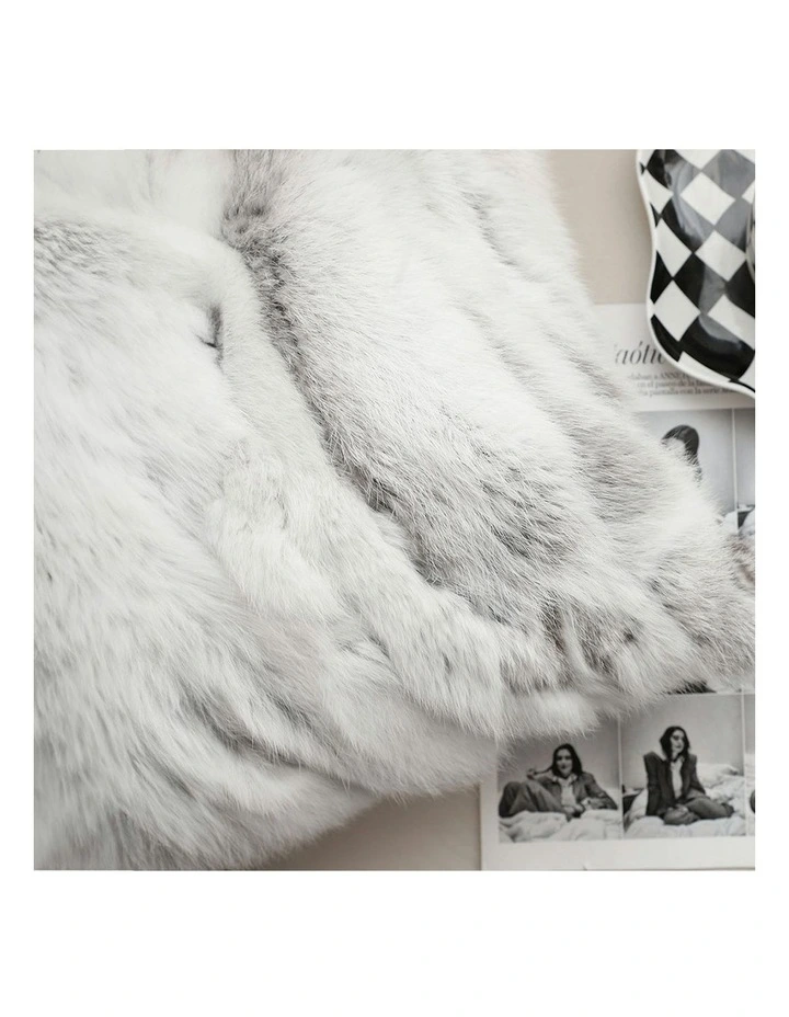 Throw Pillow Floral Gray Rabbit Fur Square Warm Cozy Decorative Cushion Home Decor 45cm image 7