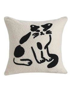 Cat Design Square Throw Pillow 45cm in Off-White