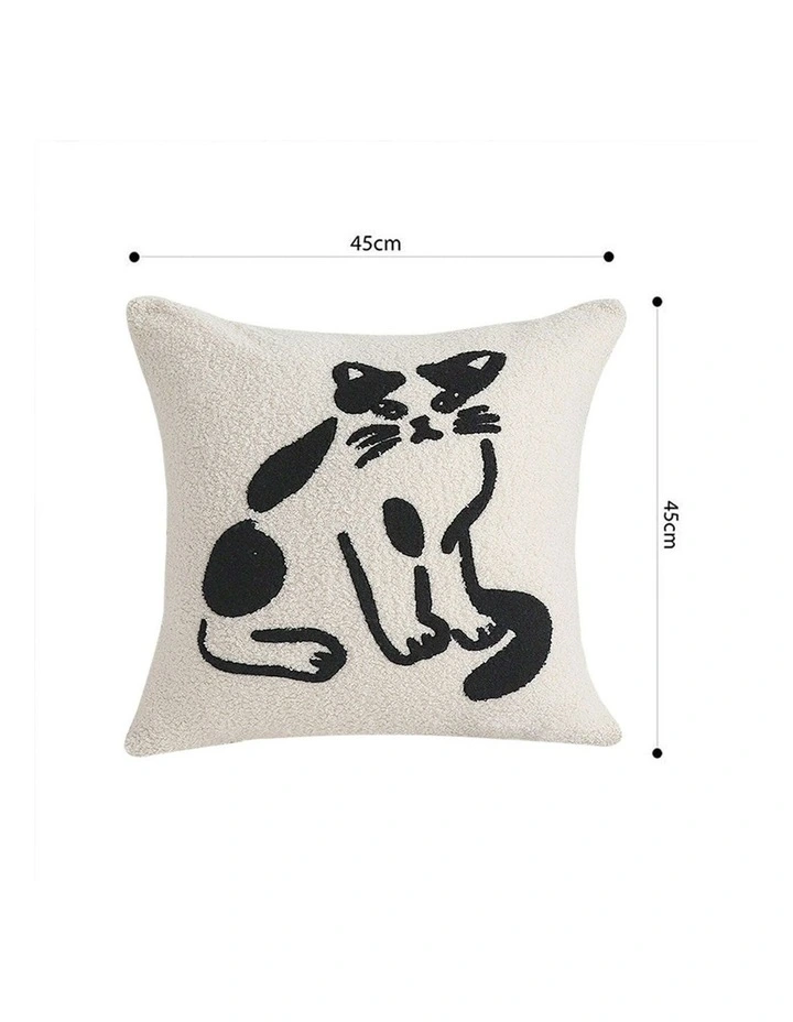 Cat Design Square Throw Pillow 45cm in Off-White image 5
