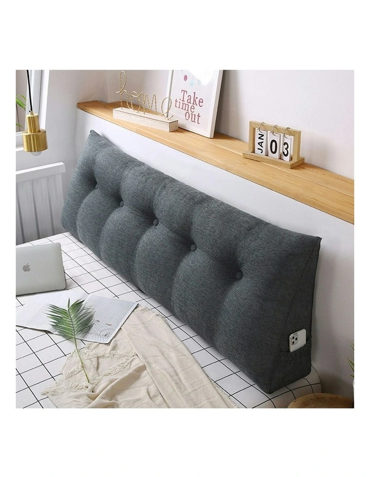 Dark Grey Triangular Wedge Bed Pillow Headboard Backrest Bedside Tatami Cushion Home Decor 180cm image 3