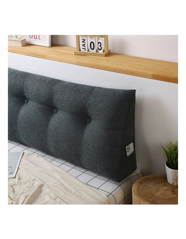Dark Grey Triangular Wedge Bed Pillow Headboard Backrest Bedside Tatami Cushion Home Decor 180cm image 4