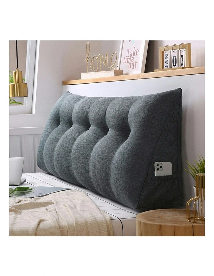 Dark Grey Triangular Wedge Bed Pillow Headboard Backrest Bedside Tatami Cushion Home Decor 180cm image 5