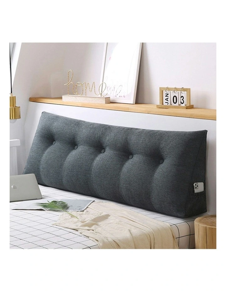 Dark Grey Triangular Wedge Bed Pillow Headboard Backrest Bedside Tatami Cushion Home Decor 180cm image 6