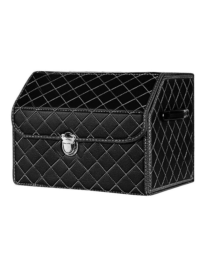 Leather Car Boot Organizer Box With Lock Small in Black image 1
