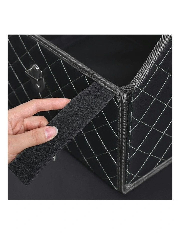 Leather Car Boot Organizer Box With Lock Small in Black image 4