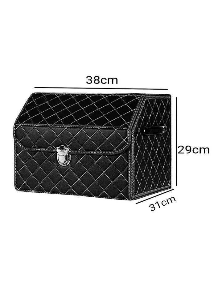 Leather Car Boot Organizer Box With Lock Small in Black image 5