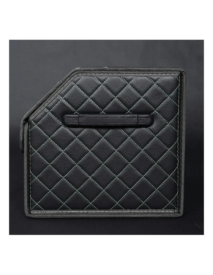 Leather Car Boot Organizer Box With Lock Small in Black image 6