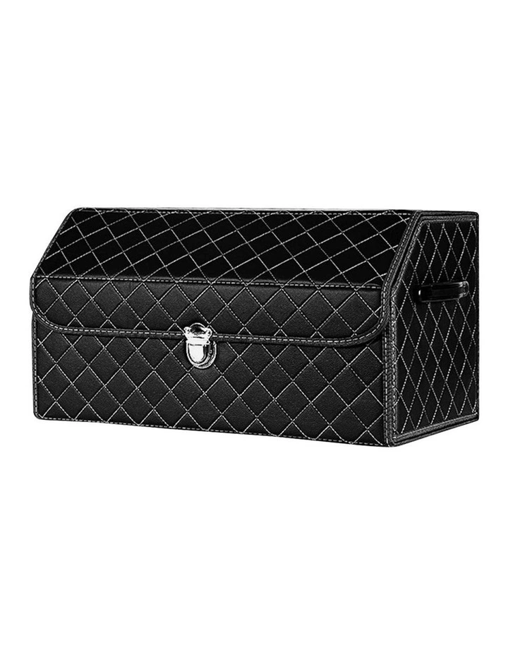 Leather Car Boot Organizer Box With Lock Medium in Black image 1