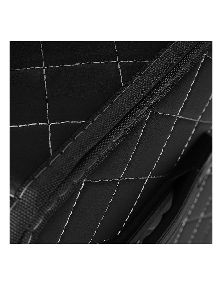 Leather Car Boot Organizer Box With Lock Medium in Black image 2