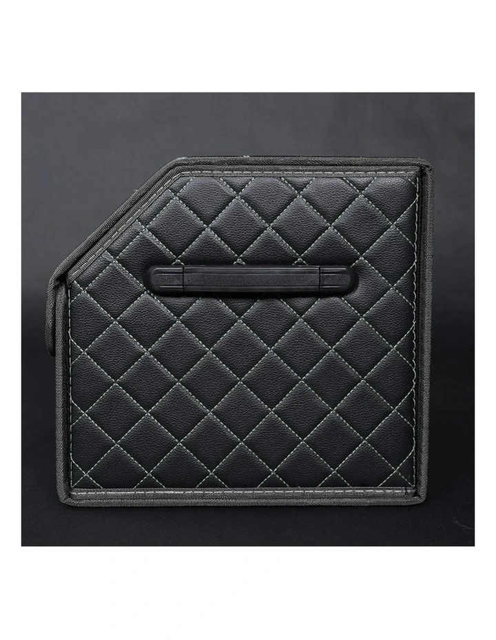 Leather Car Boot Organizer Box With Lock Medium in Black image 3