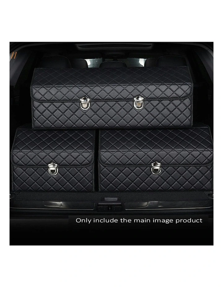 Leather Car Boot Organizer Box With Lock Medium in Black image 4