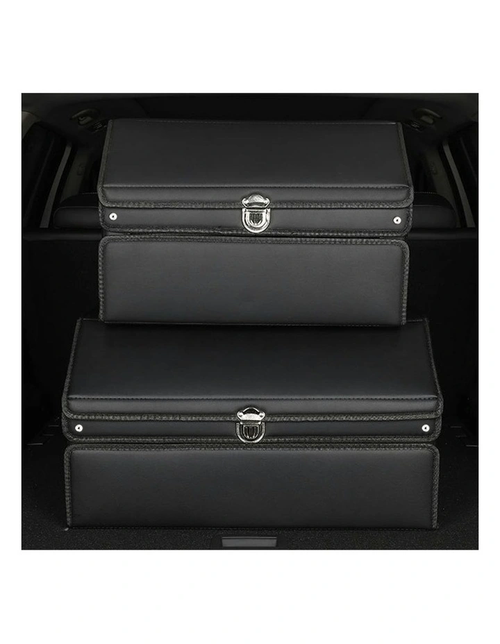 Leather Car Boot Organizer Box With Lock 60cm in Black image 5