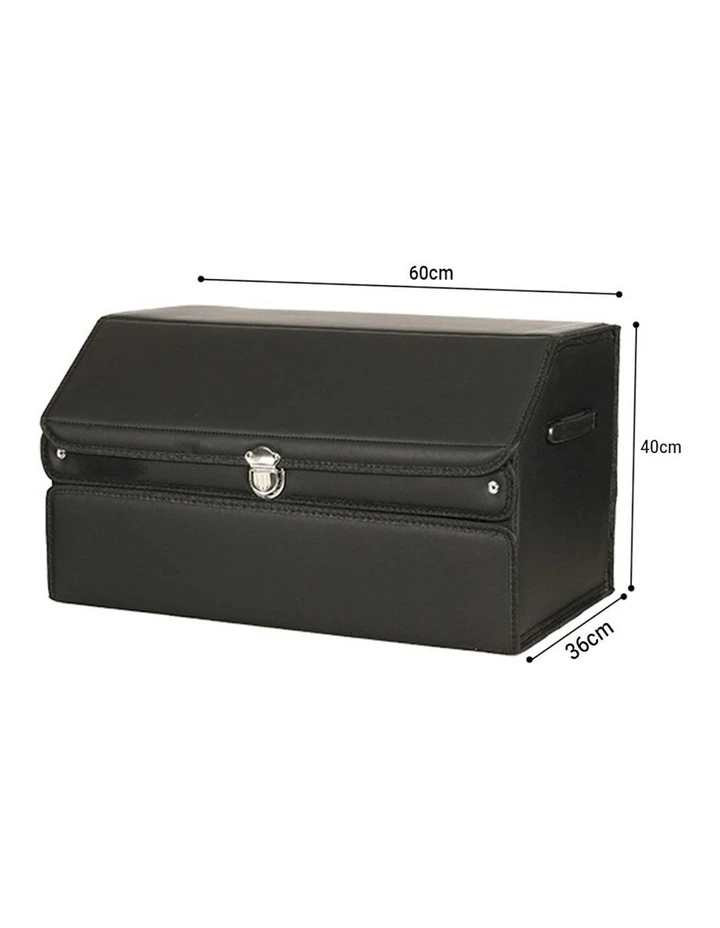 Leather Car Boot Organizer Box With Lock 60cm in Black image 6