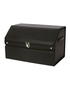 Leather Car Boot Organizer Box With Lock 56cm in Black