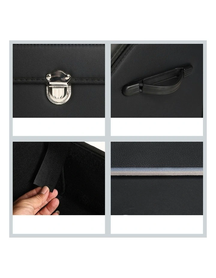 Leather Car Boot Organizer Box With Lock Medium in Black image 5