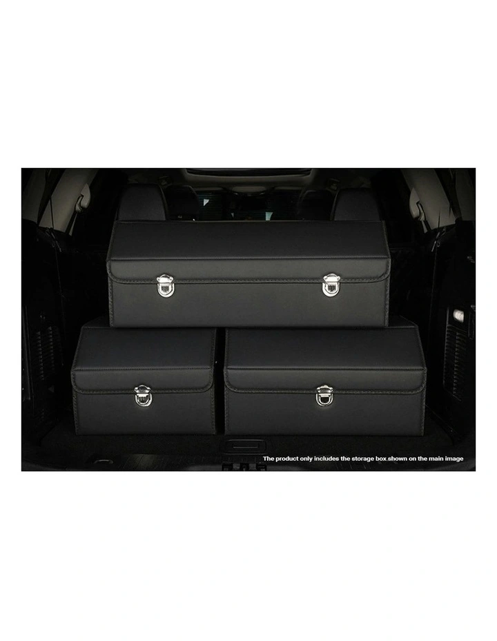 Leather Car Boot Organizer Box With Lock Medium in Black image 6
