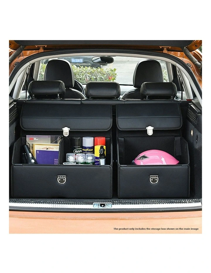Leather Car Boot Organizer Box With Lock Medium in Black image 7
