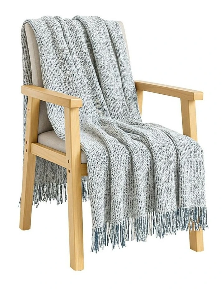 Tassel Throw Blanket 160x200cm in Light Gray image 1