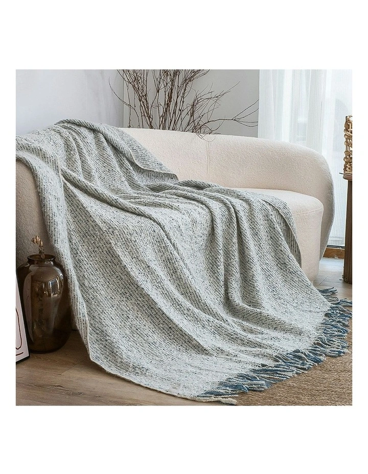 Tassel Throw Blanket 160x200cm in Light Gray image 3