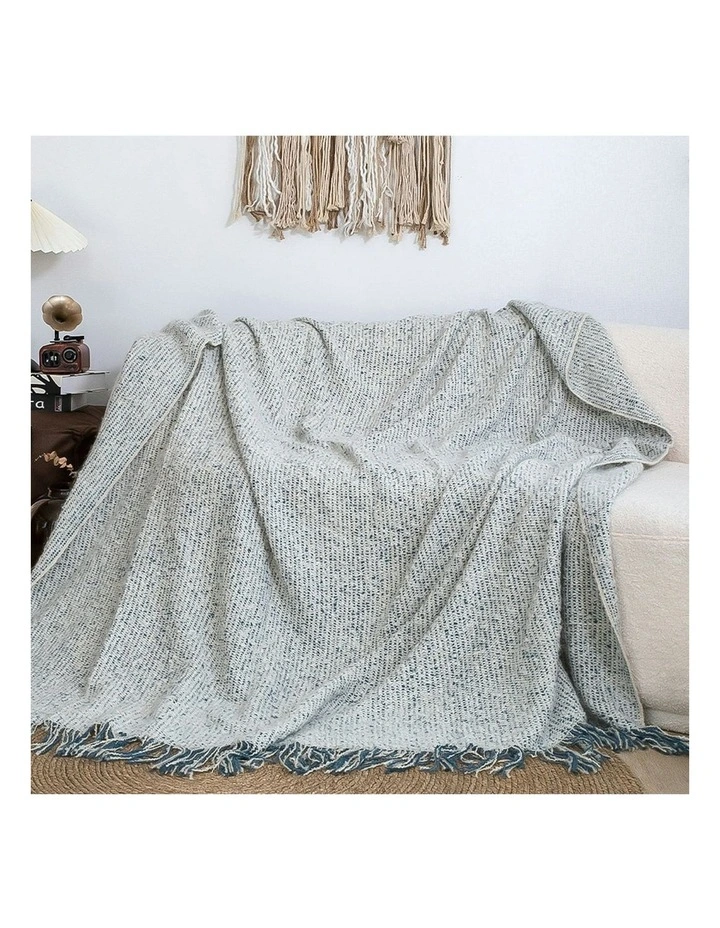 Tassel Throw Blanket 160x200cm in Light Gray image 4