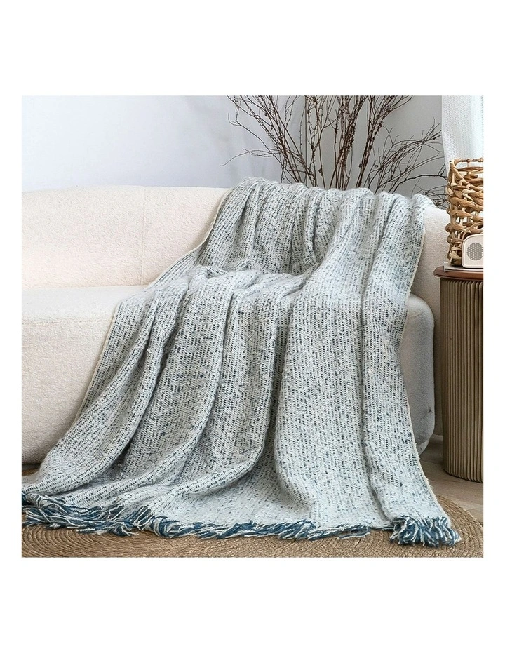 Tassel Throw Blanket 160x200cm in Light Gray image 5