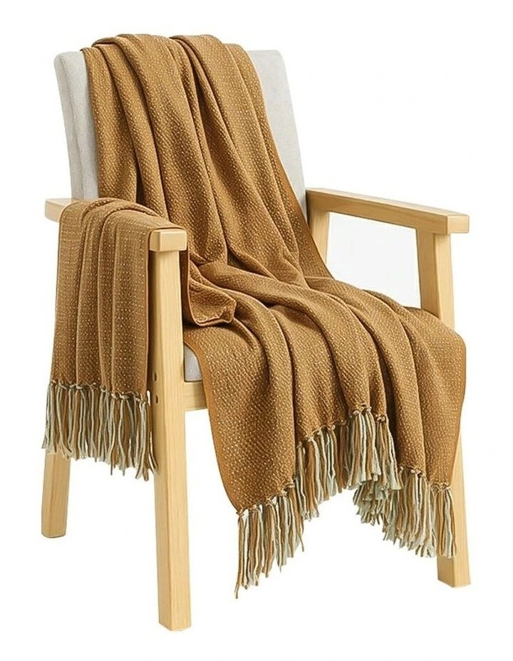 Soft Acrylic Throw Blanket 127x170cm in Mustard Yellow image 1