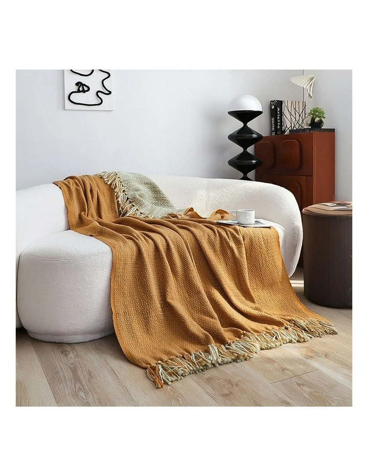 Soft Acrylic Throw Blanket 127x170cm in Mustard Yellow image 2